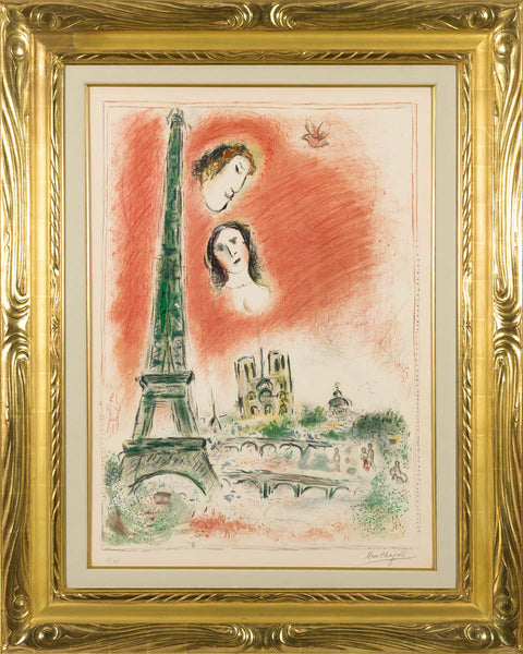 子犬　Marc Chagall 抽象画 金色フレーム Paris of Dreams (M.600), 1970 by Marc Chagall | Martin