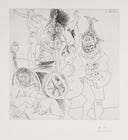 Traveling Actors on Break, with an Owl, and a Jester Embracing a Woman (347 Series, B.1713), 1968