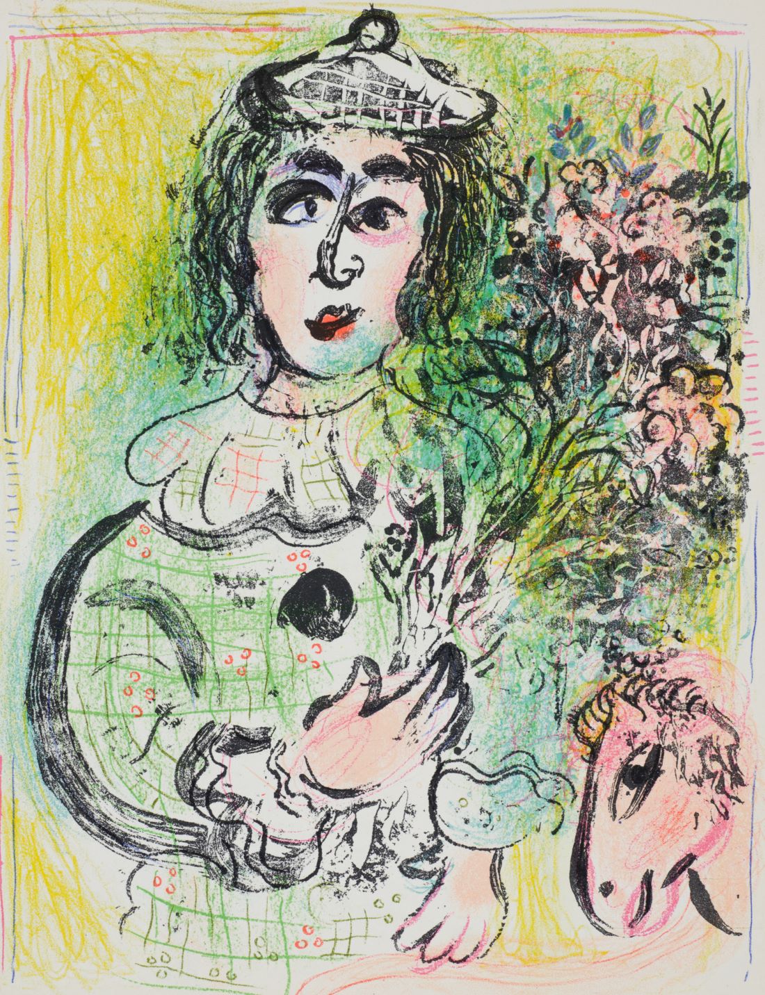 The Clown with Flowers (M.399), 1963 by Marc Chagall | Martin