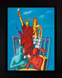 The Heartbeat of America, 2023 by Mark Kostabi framed