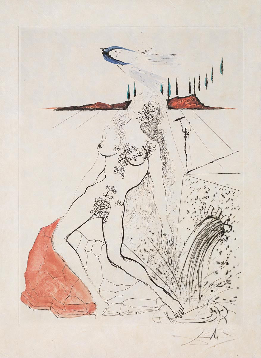 Nude at the Fountain (Poèmes Secrets d'Apollinaire), 1967 by Salvador Dalí