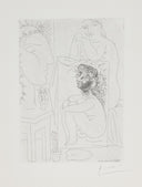 Seated Nude with Painting and Sculptured Head (Vollard Suite, B.151), 1933