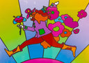Flower Jumper Over Sunrise (Ver. II), 2001 by Peter Max