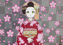 Maiko of Kyoto, Cherry Blossoms on Red, 2024