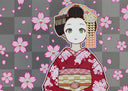 Maiko of Kyoto, Cherry Blossoms on Red, 2024