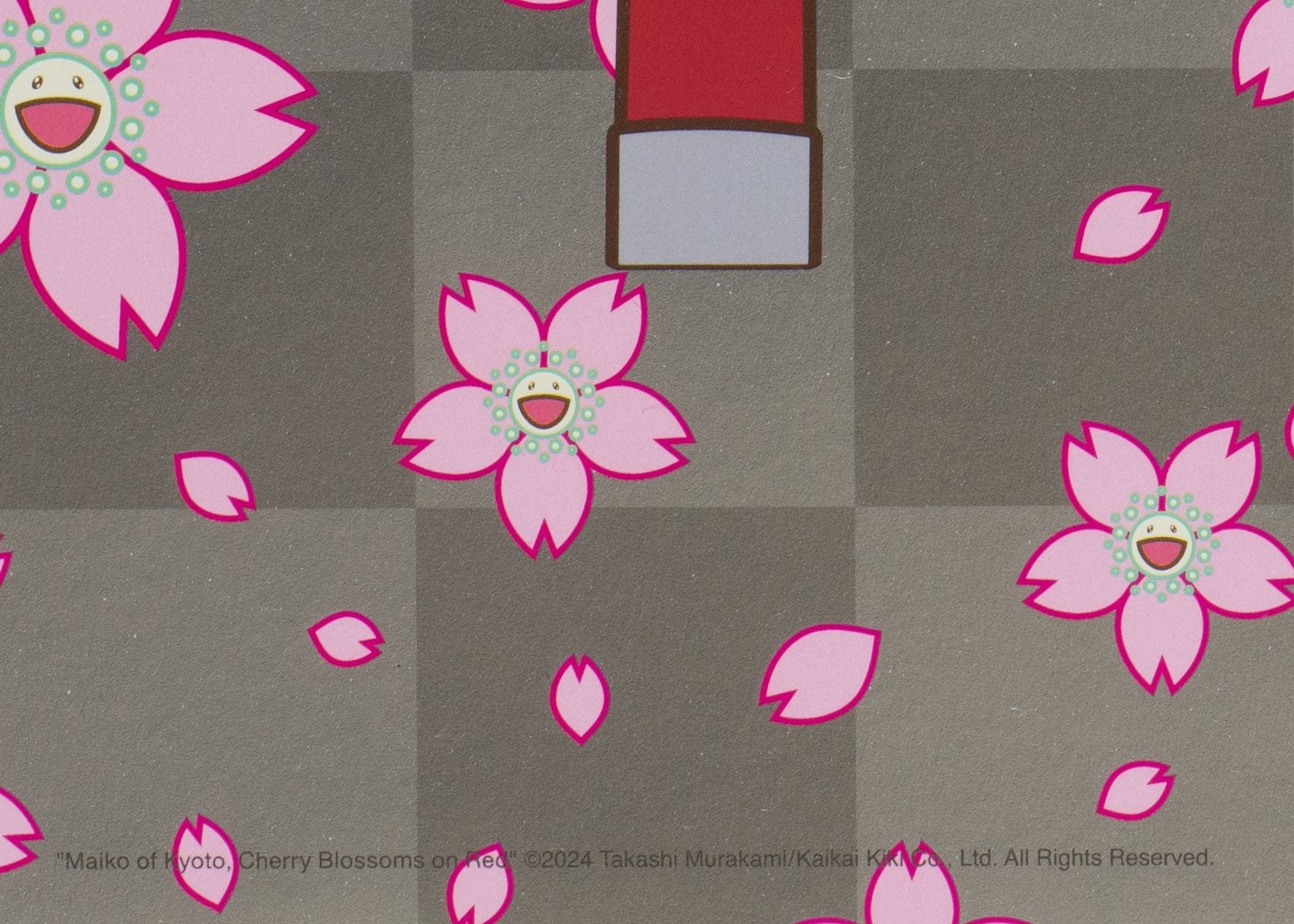 Maiko of Kyoto, Cherry Blossoms on Red, 2024 by Takashi Murakami