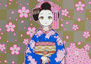 Maiko of Kyoto, Cherry Blossoms on Blue, 2024