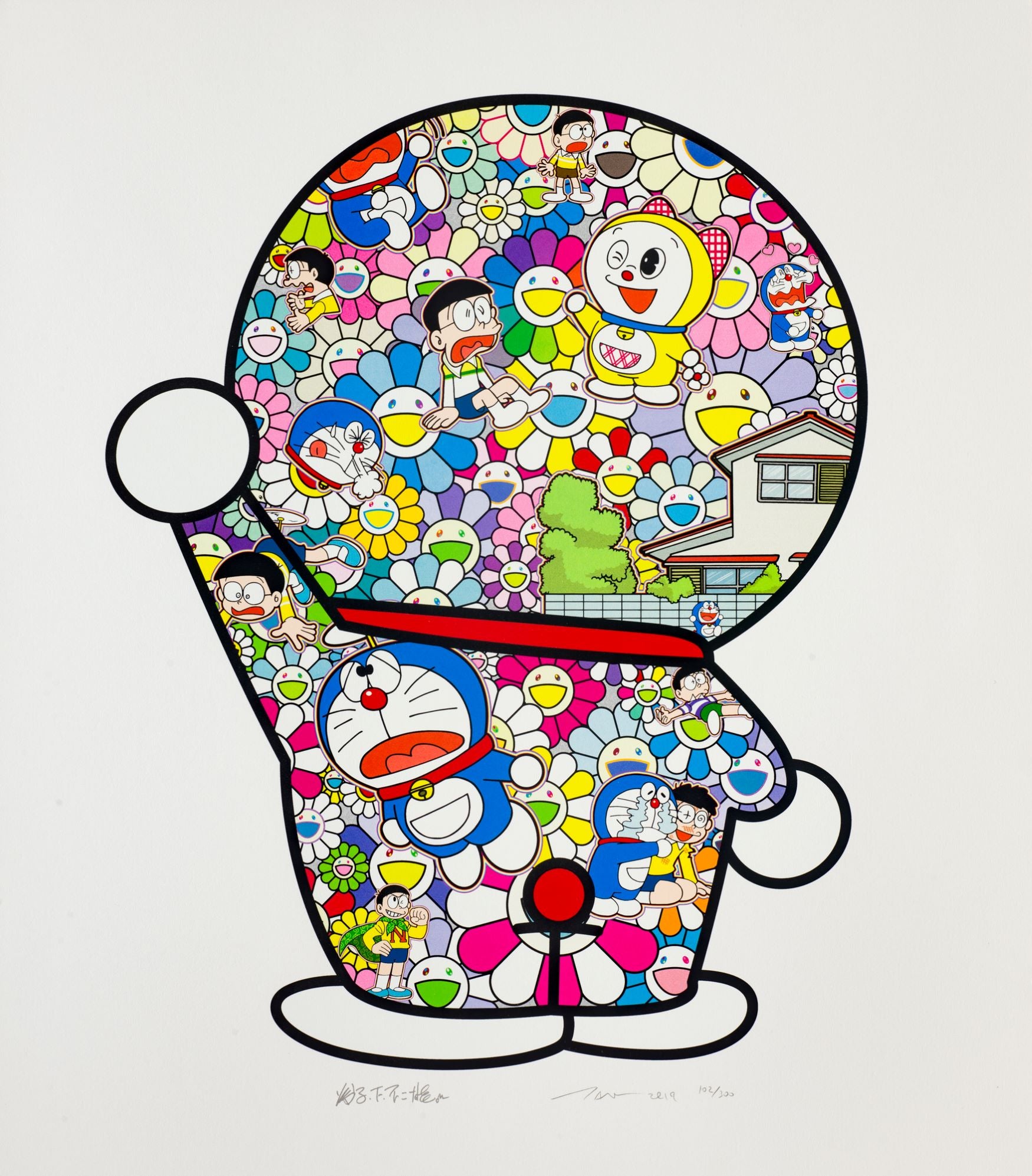 Doraemon in the Field of Flowers, 2019 by Takashi Murakami
