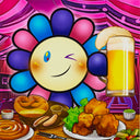 Murakami.Flower #1527 Drunk with Draft Beer, 2024 by Takashi Murakami
