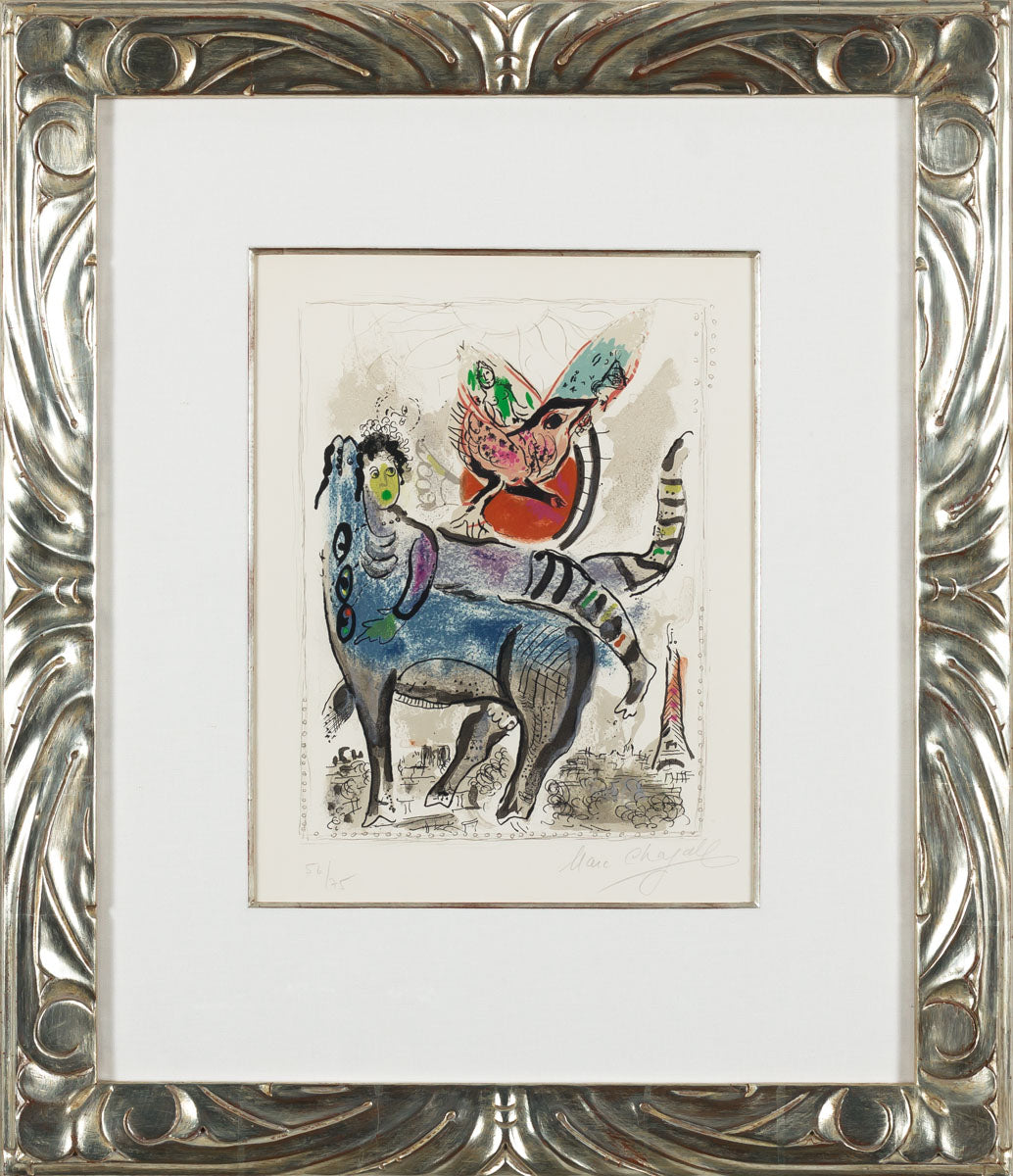 子犬　Marc Chagall 抽象画 金色フレーム 子犬 Marc Chagall 抽象画 金色フレーム 子犬 Marc Chagall 抽象画