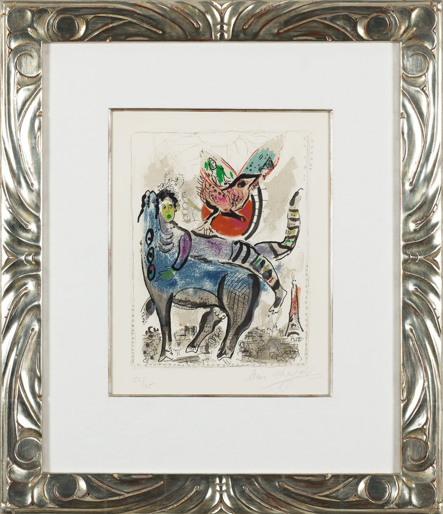 子犬　Marc Chagall 抽象画 金色フレーム 子犬 Marc Chagall 抽象画 金色フレーム Lot 560: Two Marc