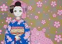 Maiko of Kyoto, Cherry Blossoms on Blue, 2024