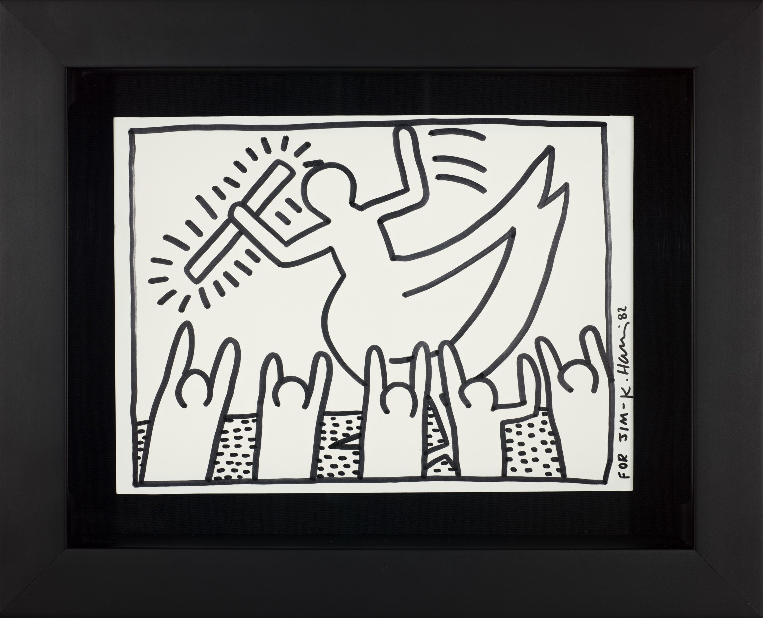 Keith  Haring - Untitled Dedicated for Jim-K Haring - Framed