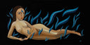 Reclining Nude in Cool Blue Flames, 2018