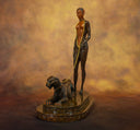 La Femme à la Panthère bronze sculpture by Erté right side detail