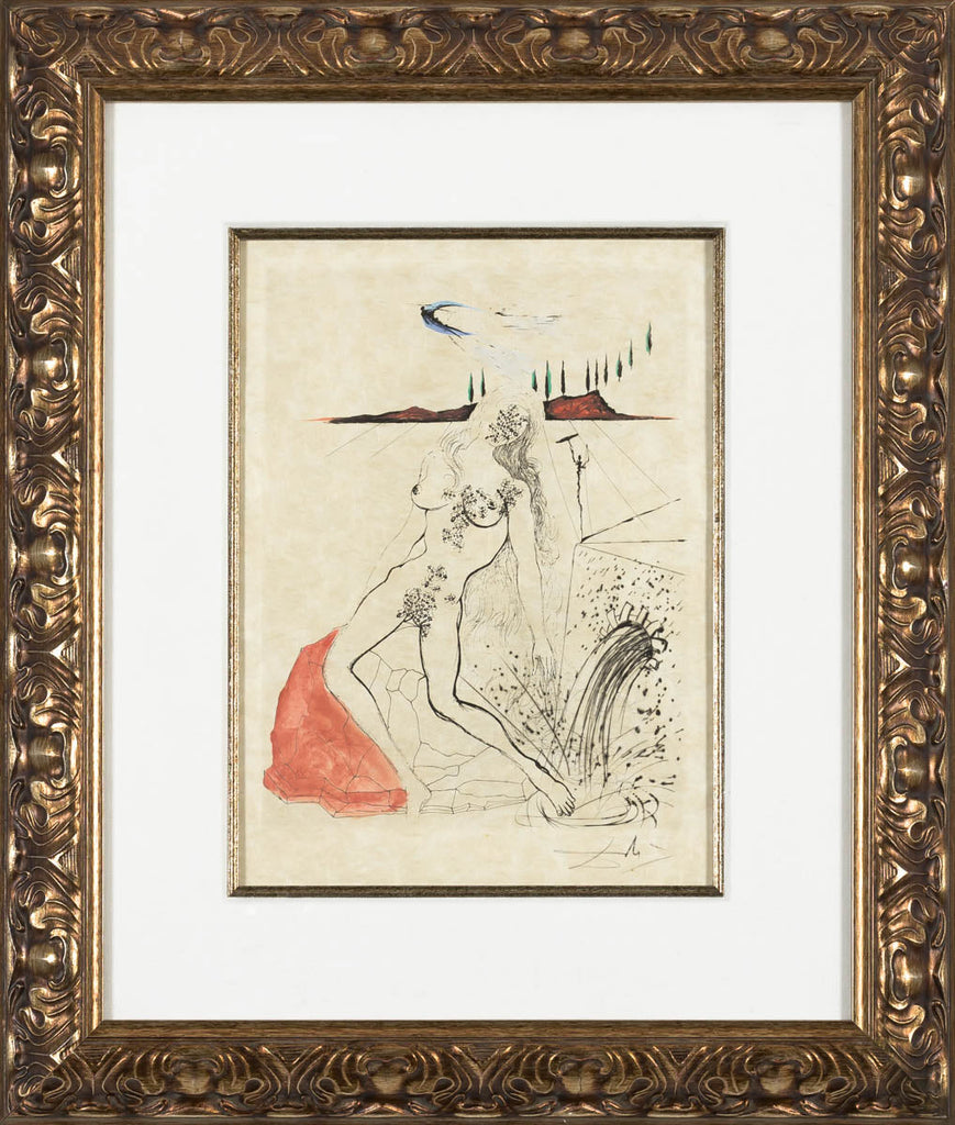 Nude at the Fountain (Poèmes Secrets d'Apollinaire), 1967 by Salvador Dalí