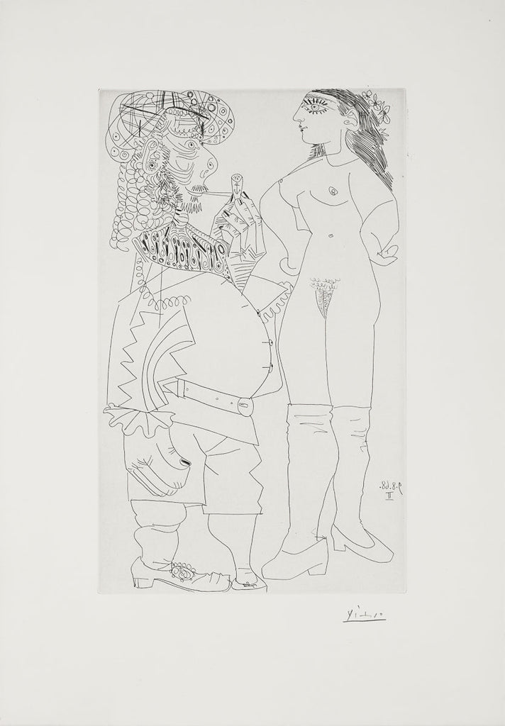 Old Sailor Smoking His Pipe and Contemptuous Young Prostitute, 1968 (347 Series, B.1741) by Pablo Picasso