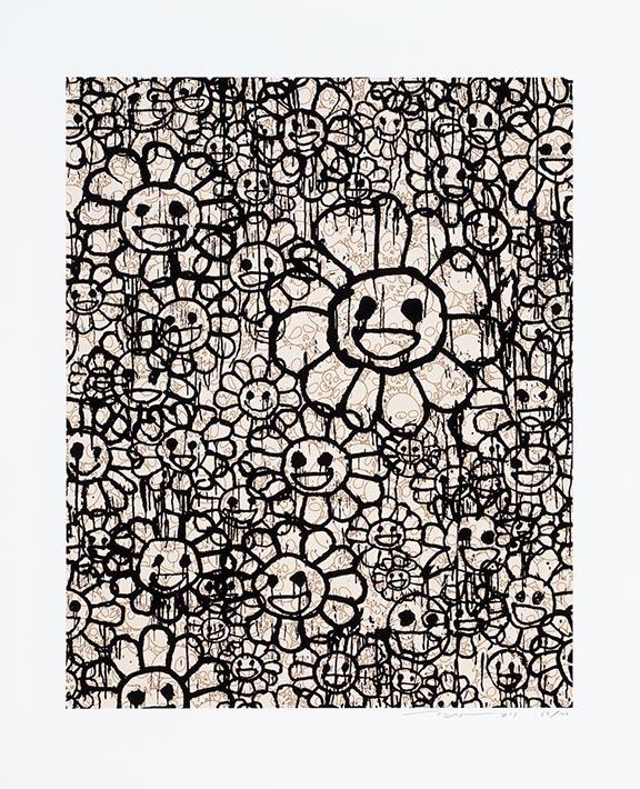 CANVAS ART Takashi Murakami Black Flowers Wall Art 