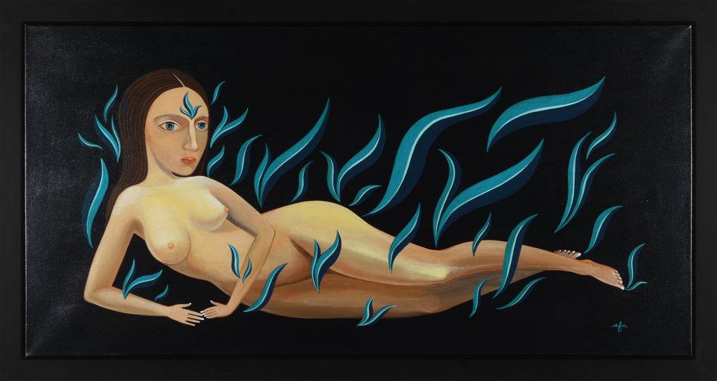 Reclining Nude in Cool Blue Flames