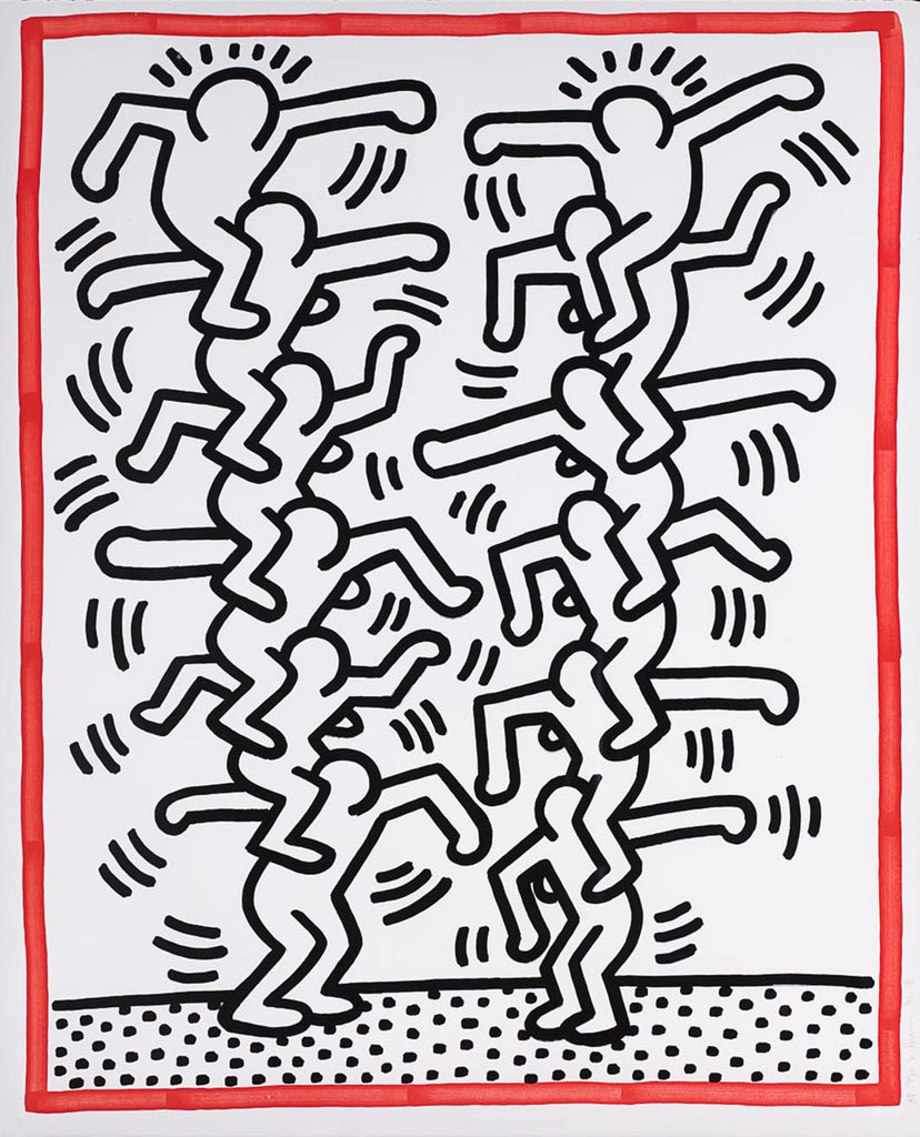 "People Ladder", 1985 (Three Lithographs) by Keith Haring