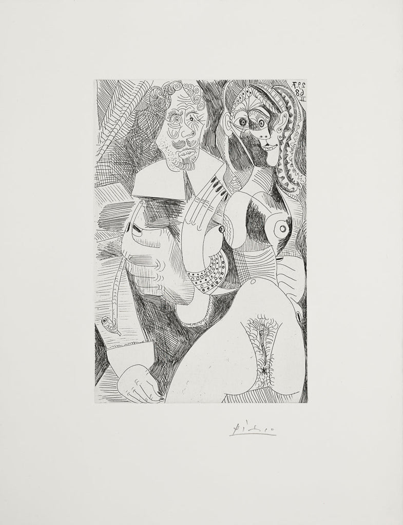 "Rembrandtesque" Man and Courtesan (347 Series, B.1705) by Pablo Picasso